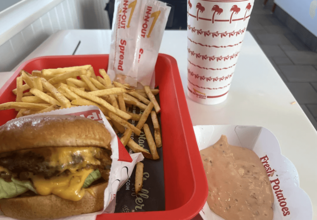 In-N-Out Double Double burger with fries and drink